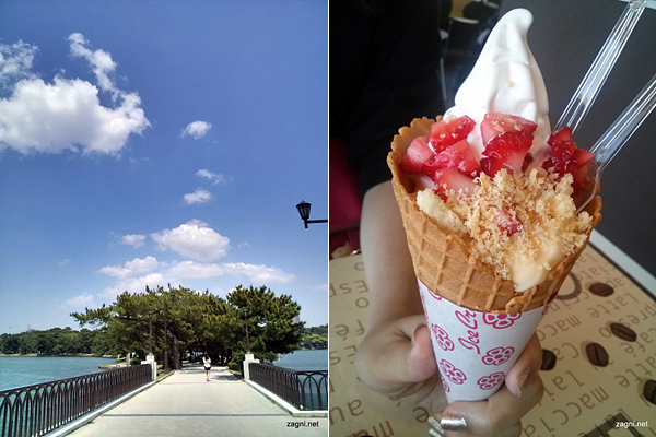 후쿠오카 타워에서 본 전경. 아이스크림 사진