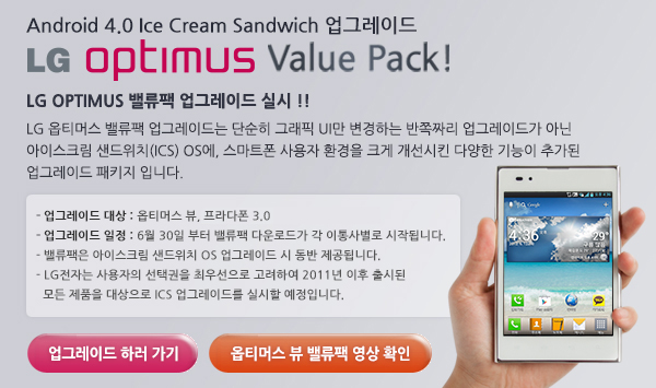 Android 4.0 Ice Cream Sandwich 업그레이드