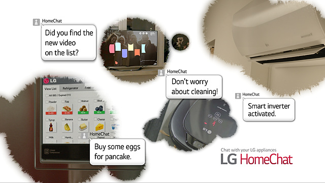 가전제품을 일상 언어로 사용자와 대화할 수 있도록 한 LG 홈챗의 설명이 보인다.