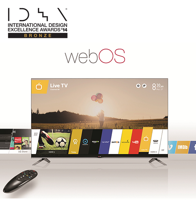 동상을 수상한 LG 웹OS가 적용된 TV의 모습