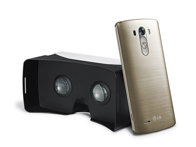  LG전자가 제공하는 VR기기 'VR for G3'의 후면과 'G3' 스마트폰 후면 이미지 입니다.
