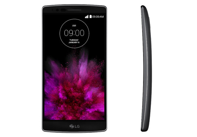 LG G플렉스2의 곡선이 강조된 제품 이미지