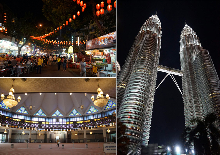 말레이시아의 쇼핑 타운과 야경 모습 