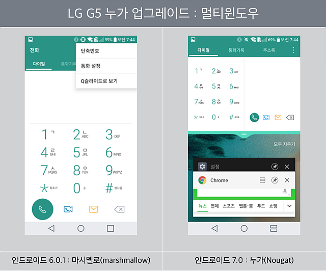 LG G5 누가 업그레이드 : 멀티윈도우