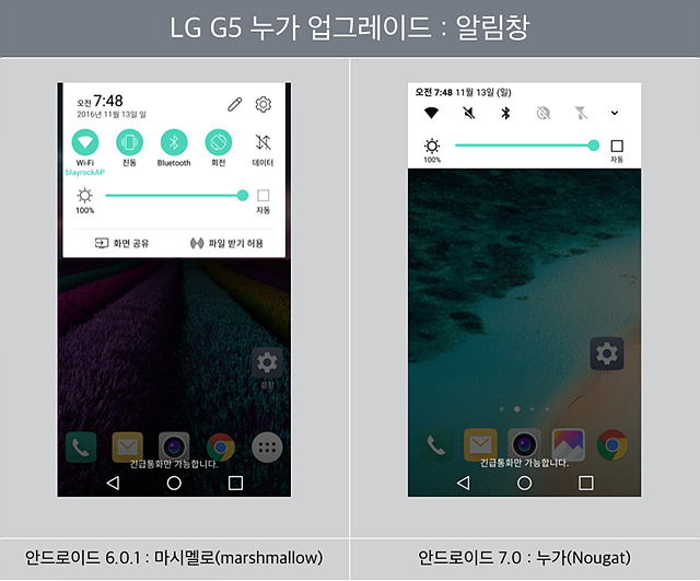 LG G5 누가 업그레이드 : 알림창