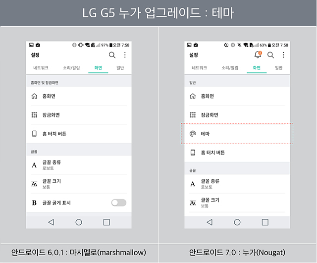 LG G5 누가 업그레이드 : 테마