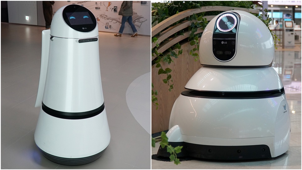 안내로봇(왼쪽)과 청소로봇(오른쪽)