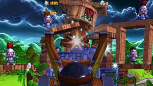 투석기를 주우욱~ 당겨서 방향과 각도를 맞춰… 발사!!!