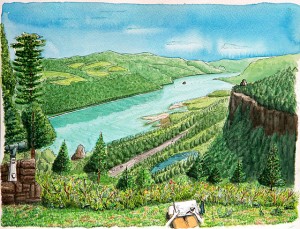 콜롬비아 강이 내려다 보이는 포틀랜드의 크라운 포인트