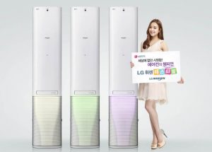 LG 휘센 에어컨 모델인 손연재 선수와 올해 대표 모델인 '크라운 프리미엄' 모델 제품