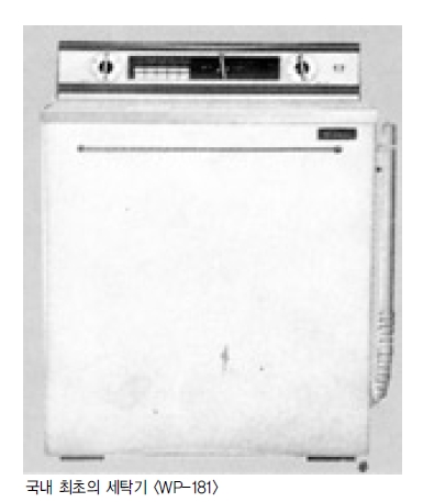1969년 출시된 국내 최초 세탁기인 금성사(現 LG전자)의 '백조세탁기'