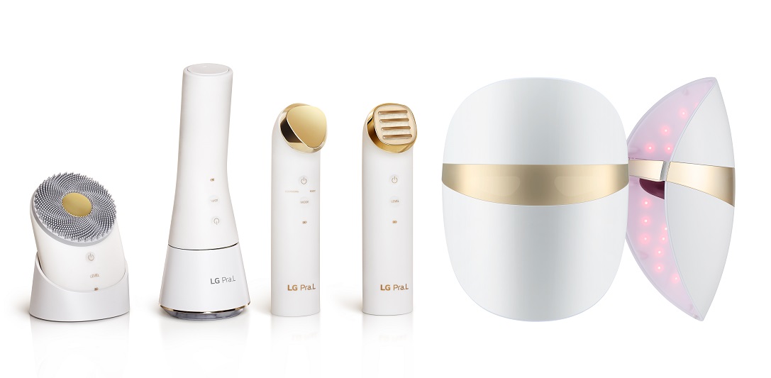 LG 프라엘 플러스 신제품 4종 및 초음파 클렌저(맨 왼쪽) 제품 이미지