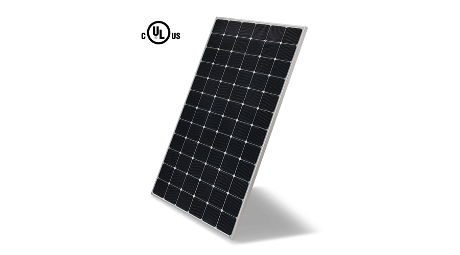 LG전자가 양면발전 태양광 모듈에 대해 국내 최초로 UL 안전 규격 인증을 획득했다. 사진은 『UL1703』인증을 받은 LG전자 '양면발전 태양광 모듈' 제품 이미지(모델명:LG425N2T-V5)