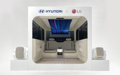 LG전자와 현대자동차가 24일 공개한 미래차의 인테리어 비전을 보여주는 ‘아이오닉 콘셉트 캐빈(IONIQ Concept Cabin)’