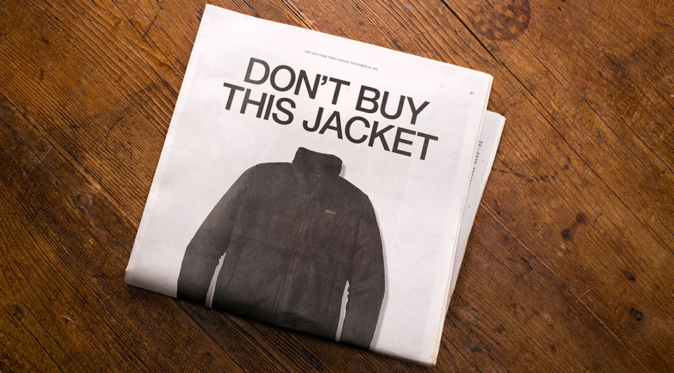 이 재킷을 사지 마세요” (Don’t buy this jacket)라는 문구의 파타고니아 광고