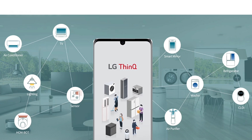 가전제품들을 서로 연결하고 조작할 수 있도록 돕는 LG ThinQ