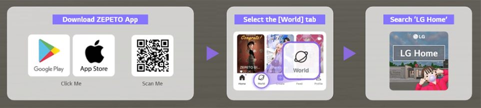 제페토 앱을 통한 LG Home 월드 접속 방법