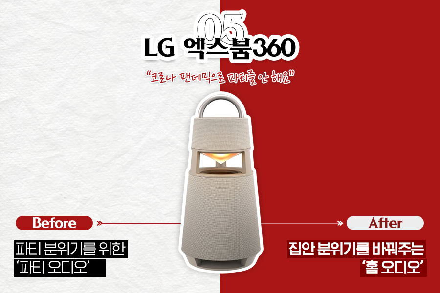 파티 라이팅 기능 등 파티 컨셉에 초점을 맞춘 'LG 엑스붐360'