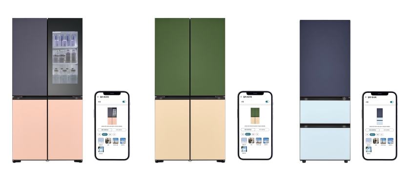 L3전자가 고객이 LG 씽큐 앱에서 원하는 컬러를 선택하면 냉장고 색상은 물론 공간 분위기까지 바뀌는 ‘LG 디오스 오브제컬렉션 무드업(MoodUp)’을 22일 국내 출시한다. LG 씽큐 앱에서 선택한 테마 색상이 냉장고에 적용된 모습