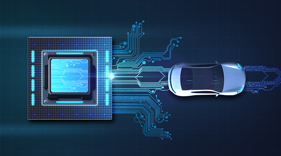 미래 차를 제어하는 고성능 칩과 소프트웨어 (출처:클립아트)