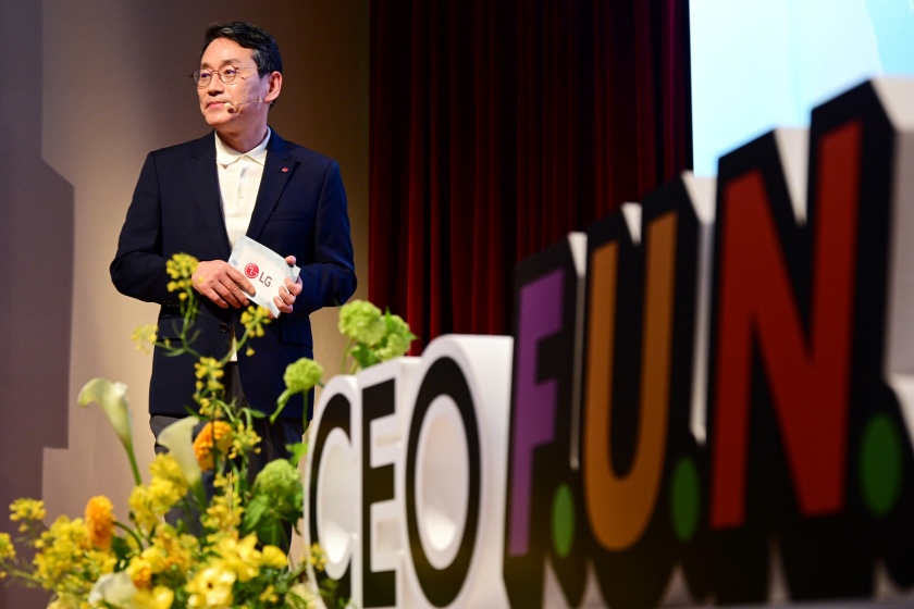 LG전자 조주완 CEO가 LG트윈타워에서 ‘CEO F·U·N Talk’을 열었다.