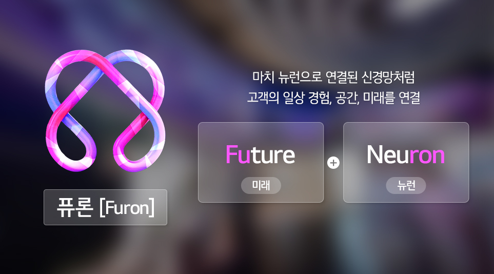 고객을 더 배려하고 공감하는 ‘공감지능’을 실현하는 LG AI 에이전트 퓨론. Future(미래)와 Neuron(뉴런)의 합성어로, 뉴런으로 연결된 신경망과 같이 고객의 일상 경험과 공간, 그리고 미래를 연결한다는 뜻을 담고 있다