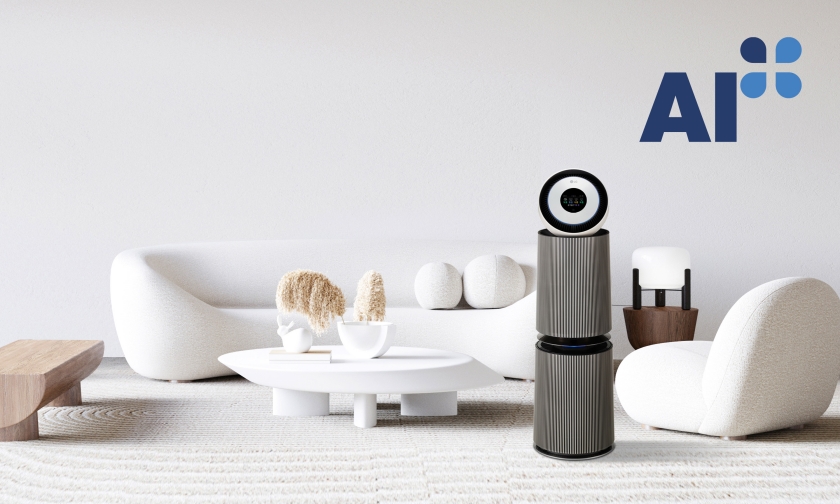 AI 공기질 센서를 적용한 LG 퓨리케어 AI 오브제컬렉션 360˚ 공기청정기.