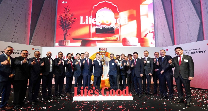 상장식에는LG전자 조주완 CEO와 NSE 아쉬쉬 차우한 CEO를 포함한 경영진 및 주요 인사가 참석했다.