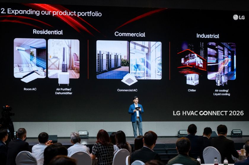 LG전자 김재승 아시아지역대표가 14일 마곡사이언스파크에서 열린 ‘LG HVAC 커넥트 2026(LG HVAC CONNECT 2026)’에서 기조연설을 하고 있다.